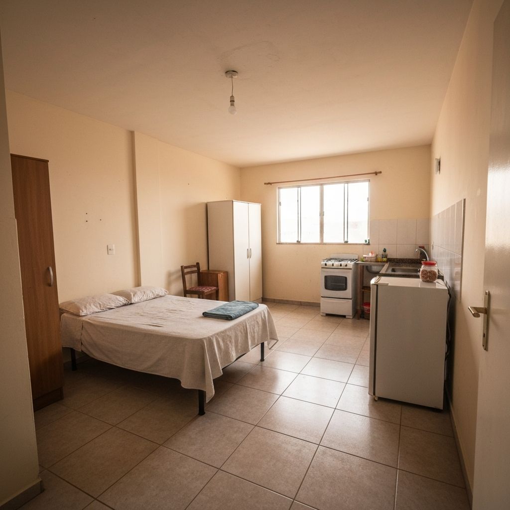 Interior moderno de kitnet compacto